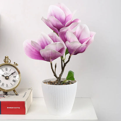 Magnolia Bonsai Artificial Plant with Pot - Home Decor