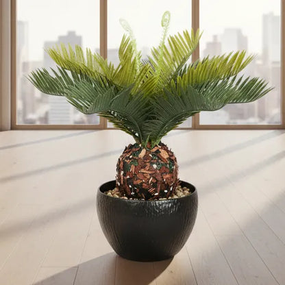 Faux Cycas Bonsai Plant With Black Pot - Artificial Plant