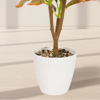 Faux Red & Green Ficus Bonsai Plant With White Pot - Artificial Plant