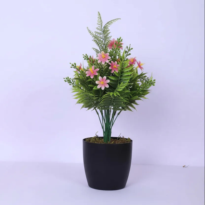 Flower Plant with Leaves and Pot Decor - Artificial Plant