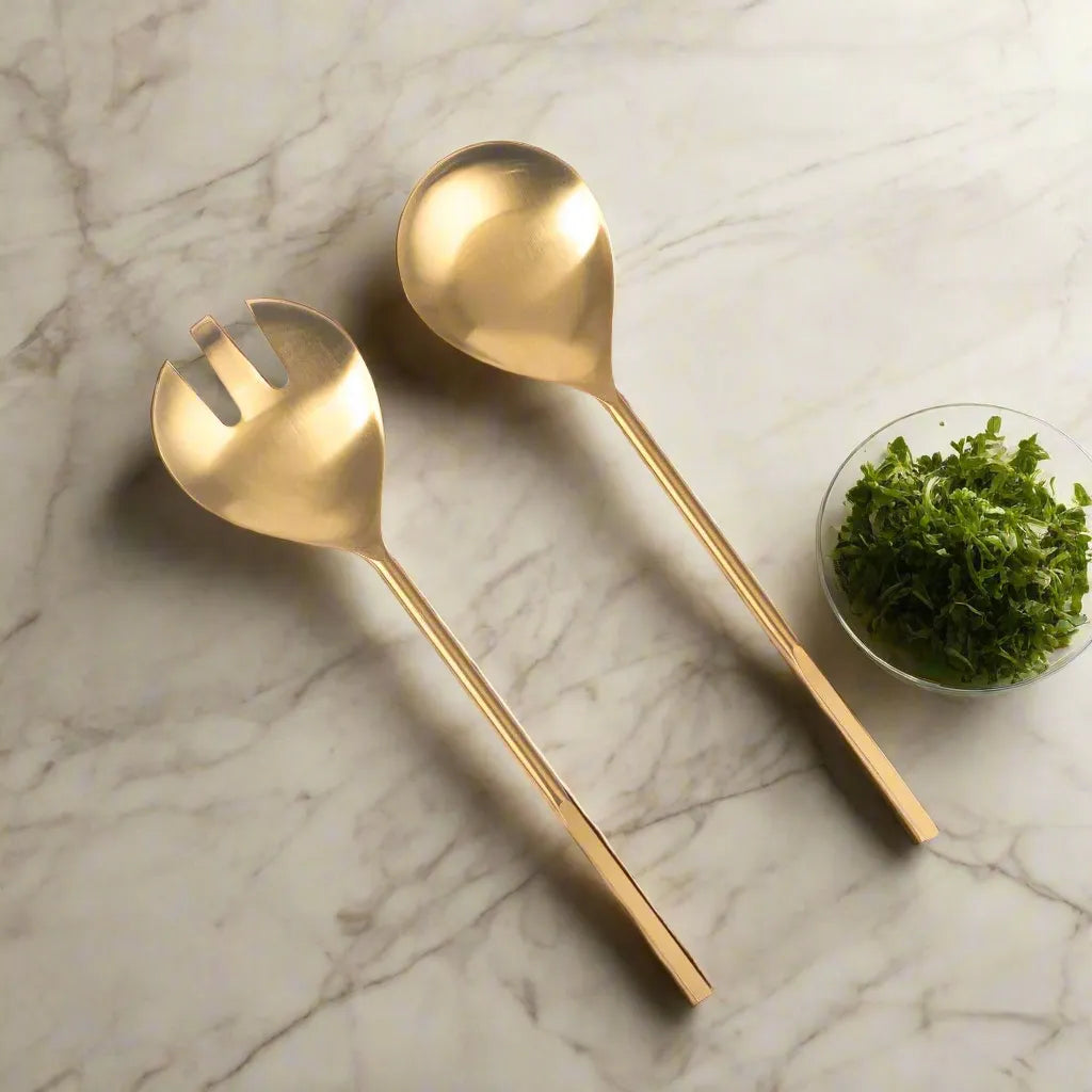 Regal Gold Stainless Steel Noodle & Salad Servers Set