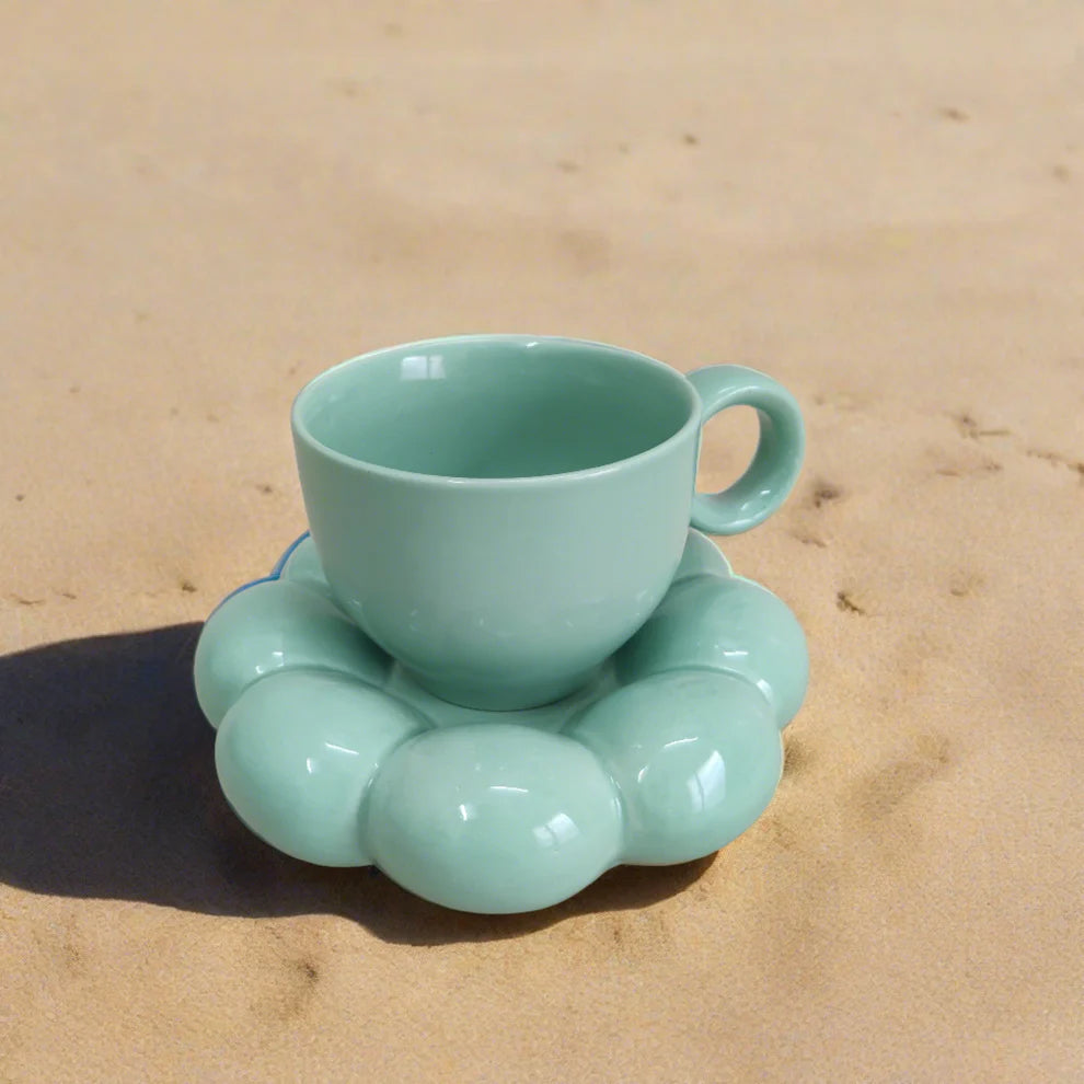 Cheerful Sunflower Ceramic Bubble Cup & Saucer - 250 ml