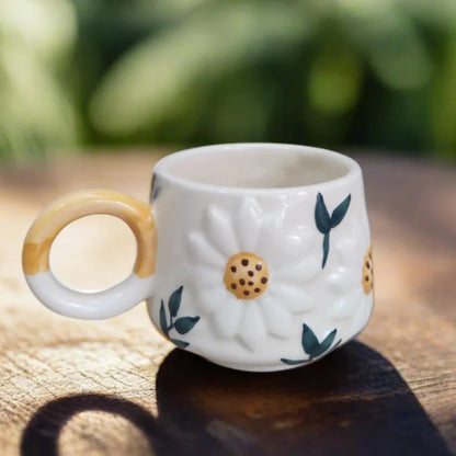 Artful Blooming Daisy Hand Painted Mug - 300 ml