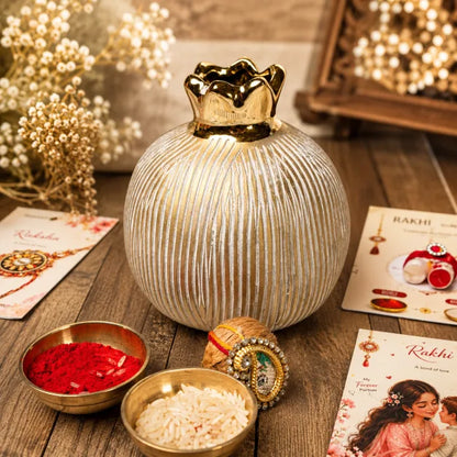Rakhi Gift Hamper with Ivory Pomegranate Vase