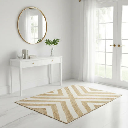 Eco-Friendly Jute Area Rug  - White Geometric Weave