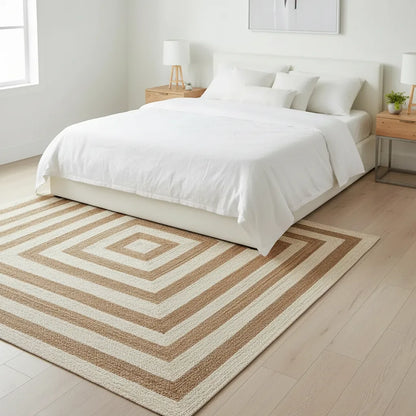 Natural Jute Braided Premium Rug - Beige and White