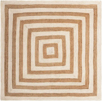 Natural Jute Braided Premium Rug - Beige and White