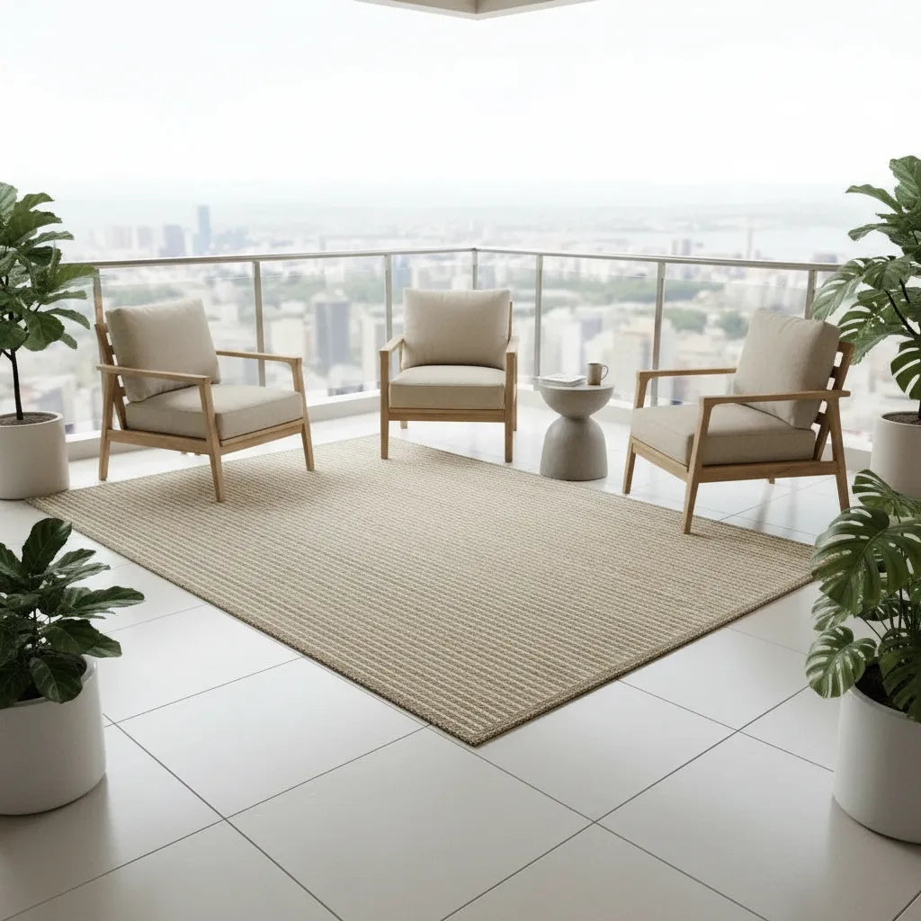 Classic Hand-Woven Natural Jute Rug with White Cotton Accents-Premium Home Decor