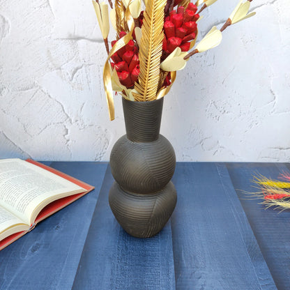 Elegance in Black Artistic Glossy Ceramic Vase - 11 inch