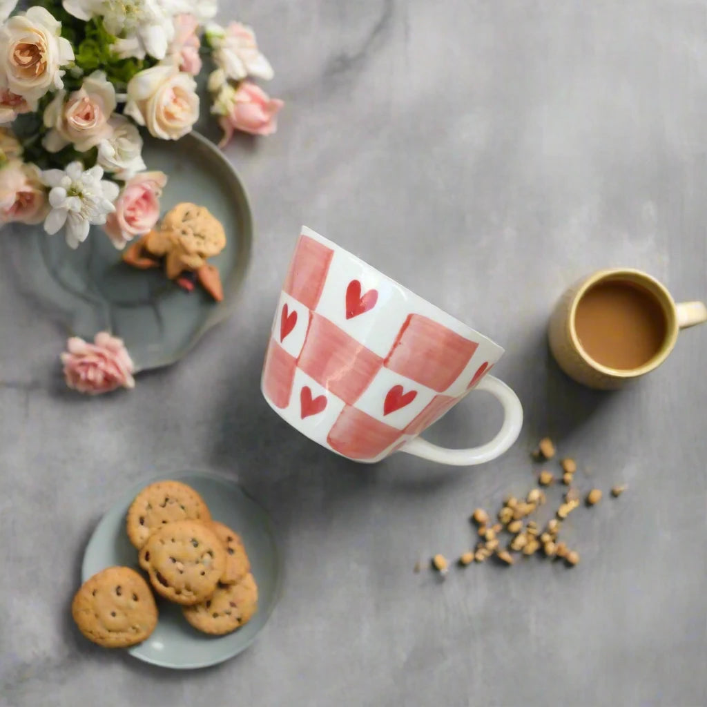 Love Red Heart Blossom Ceramic Mug - 240 ml