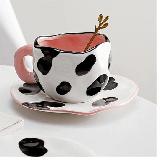 Modern Moo Ceramic Cup & Saucer - 200 ml