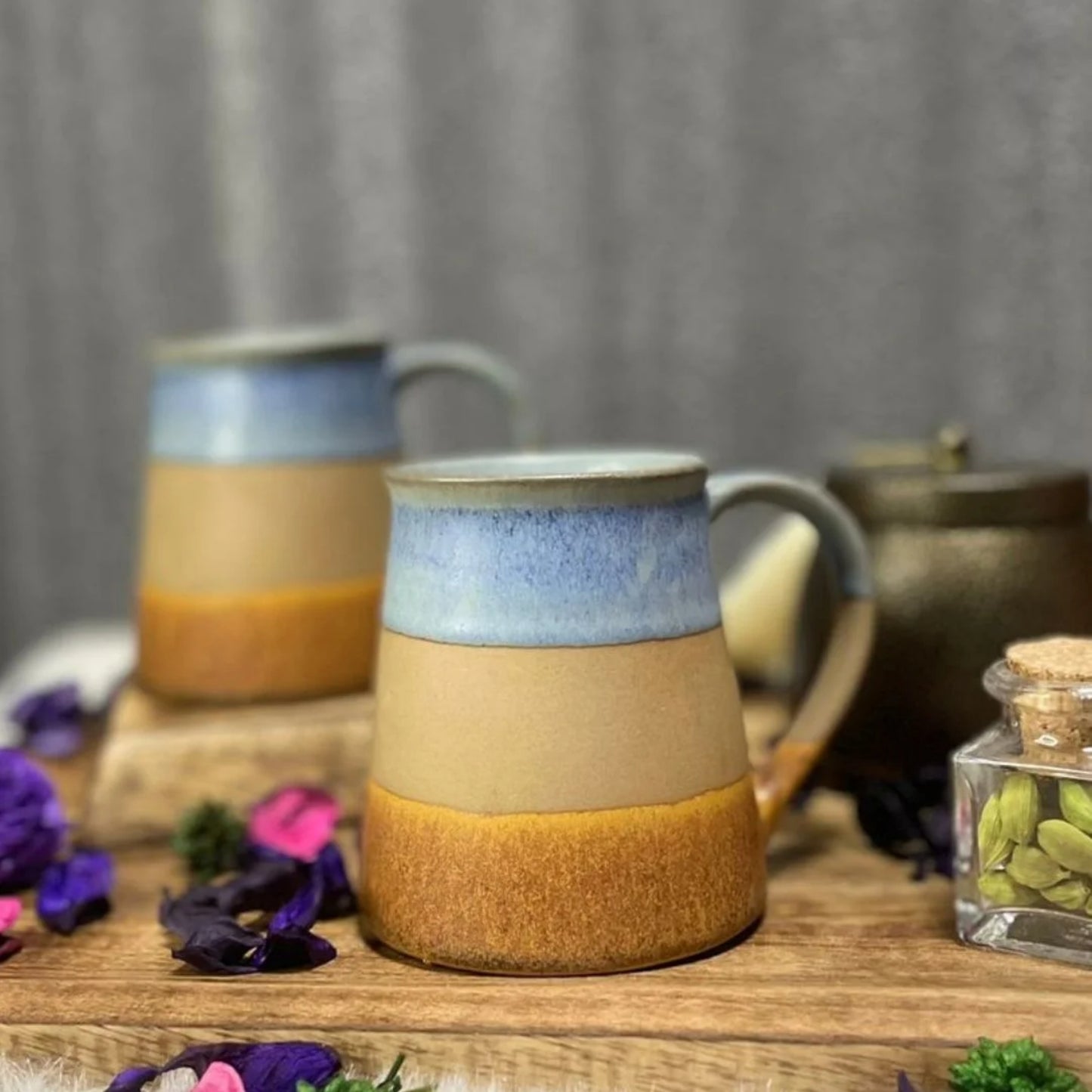 Serene Earthy Blue Mug Collection - 330 ml