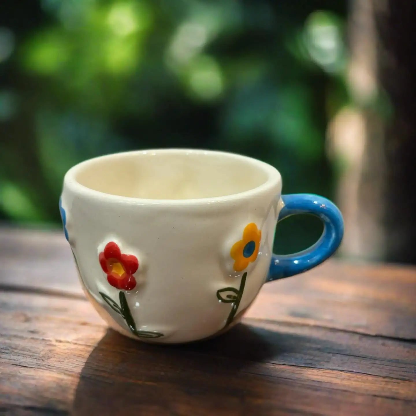Multicolor Hearts & Flowers Ceramic Mug - 200 ml