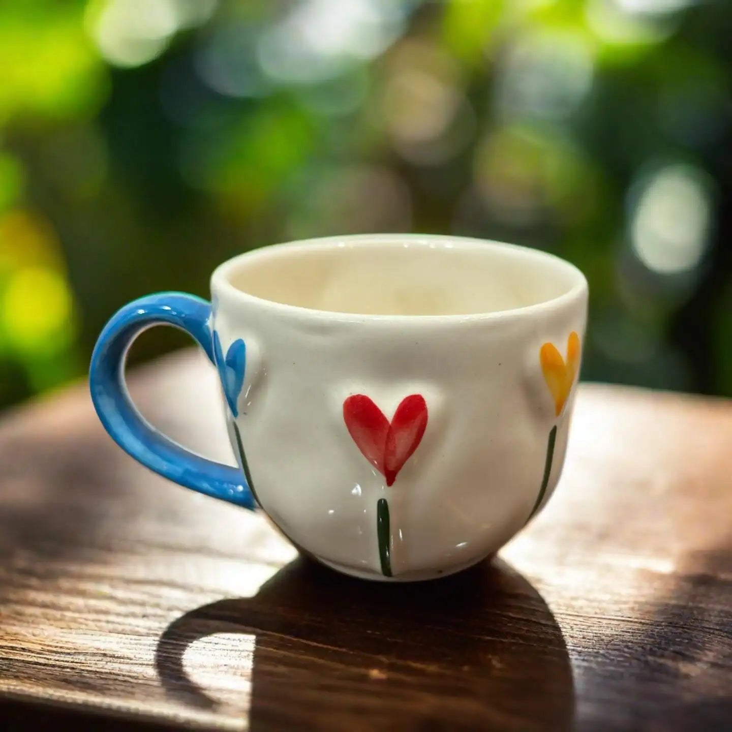 Multicolor Hearts & Flowers Ceramic Mug - 200 ml
