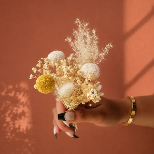 Golden Bloom Ceramic Vase with Dried Flowers