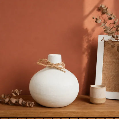 Golden Bloom Ceramic Vase with Dried Flowers