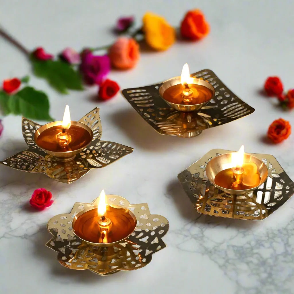 Modern Golden Festive Brass Diya Pots - Multiple Design options