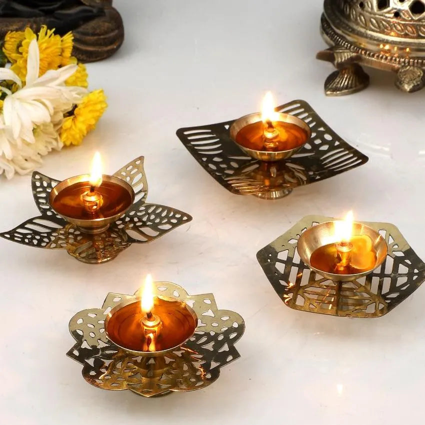 Modern Golden Festive Brass Diya Pots - Multiple Design options