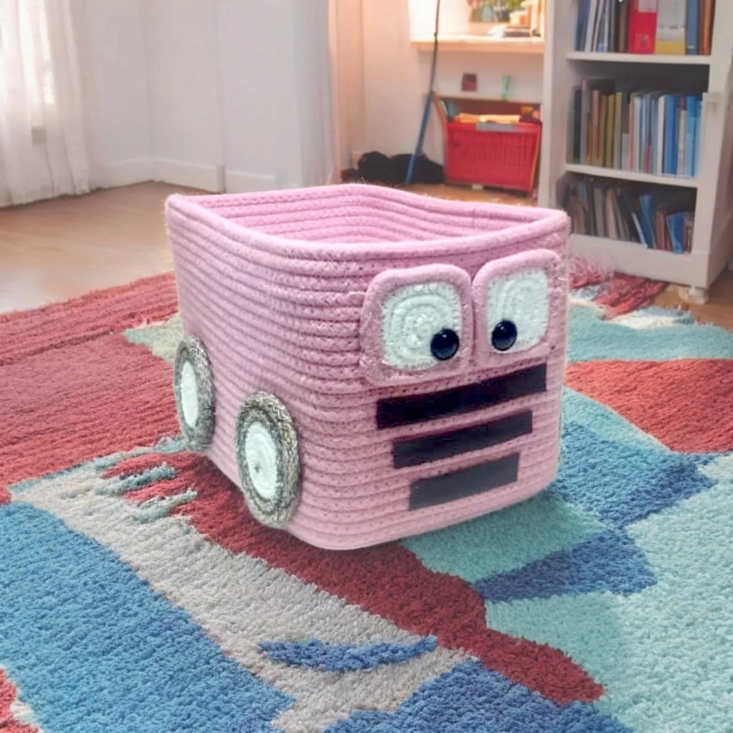 Cute Pink Car Cotton Storage Basket for kids