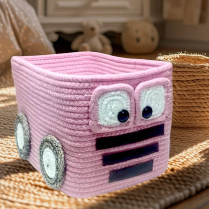 Cute Pink Car Cotton Storage Basket for kids