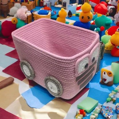 Cute Pink Car Cotton Storage Basket for kids