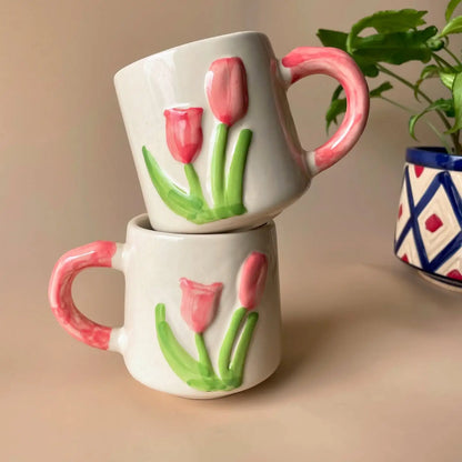 Pink Tulip Bloom Ceramic Mug