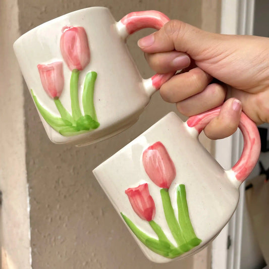 Pink Tulip Bloom Ceramic Mug