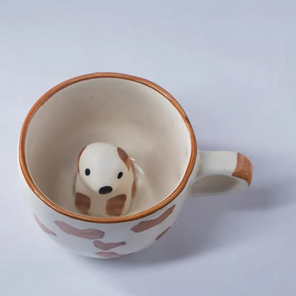 Playful Puppy Hand-painted Ceramic Mug