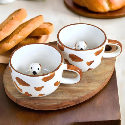 Playful Puppy Hand-painted Ceramic Mug