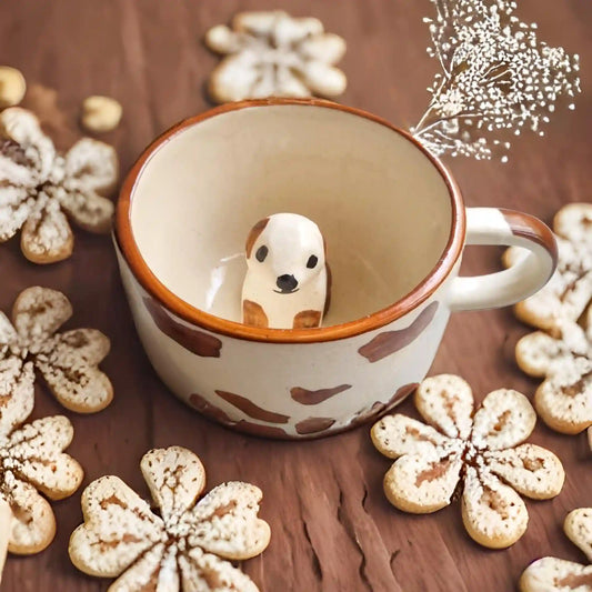 Playful Puppy Hand-painted Ceramic Mug