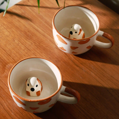 Playful Puppy Hand-painted Ceramic Mug