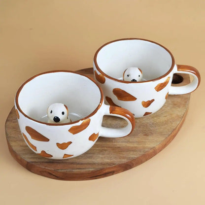 Playful Puppy Hand-painted Ceramic Mug