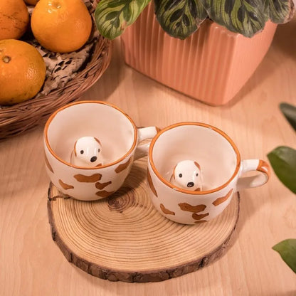 Playful Puppy Hand-painted Ceramic Mug