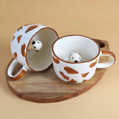 Playful Puppy Hand-painted Ceramic Mug
