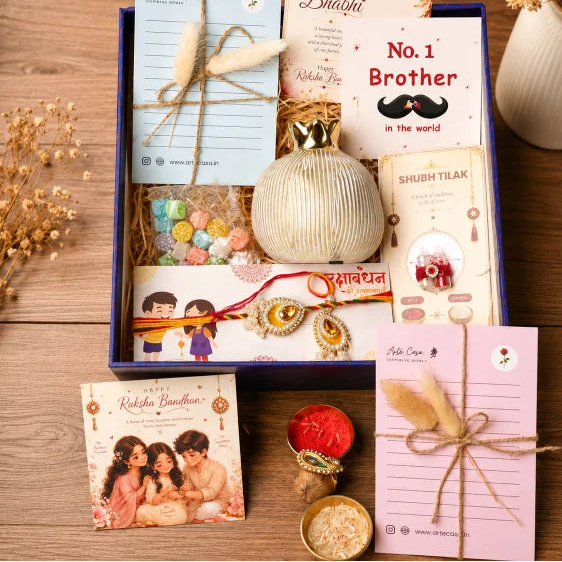 Rakhi Gift Hamper with Ivory Pomegranate Vase
