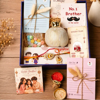 Rakhi Gift Hamper with Ivory Pomegranate Vase