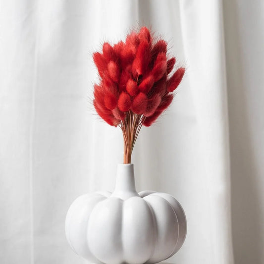 Handmade White Pumpkin Ceramic Flower Vase