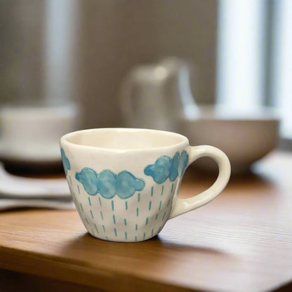 SkyBound Hand-Painted Cloud Ceramic Mug - 240 ml