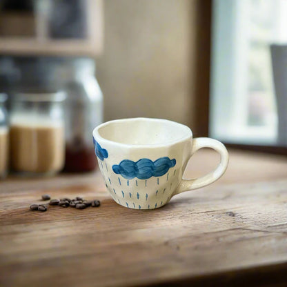 SkyBound Hand-Painted Cloud Ceramic Mug - 240 ml