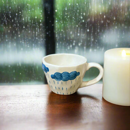 SkyBound Hand-Painted Cloud Ceramic Mug - 240 ml