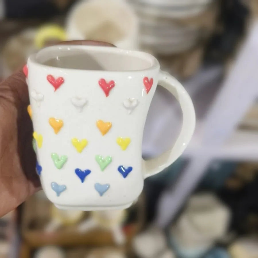 Rainbow Heart Parade Ceramic Mug - 200 ml