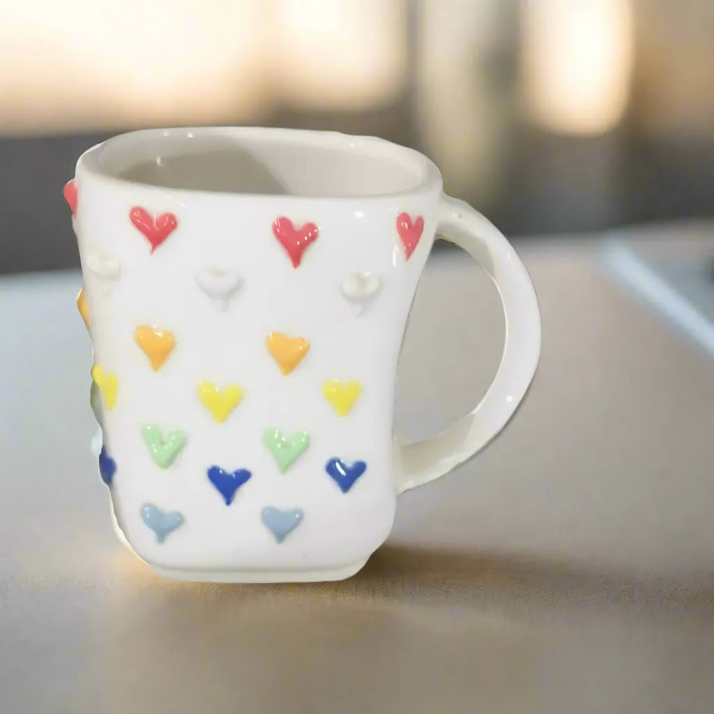 Rainbow Heart Parade Ceramic Mug - 200 ml