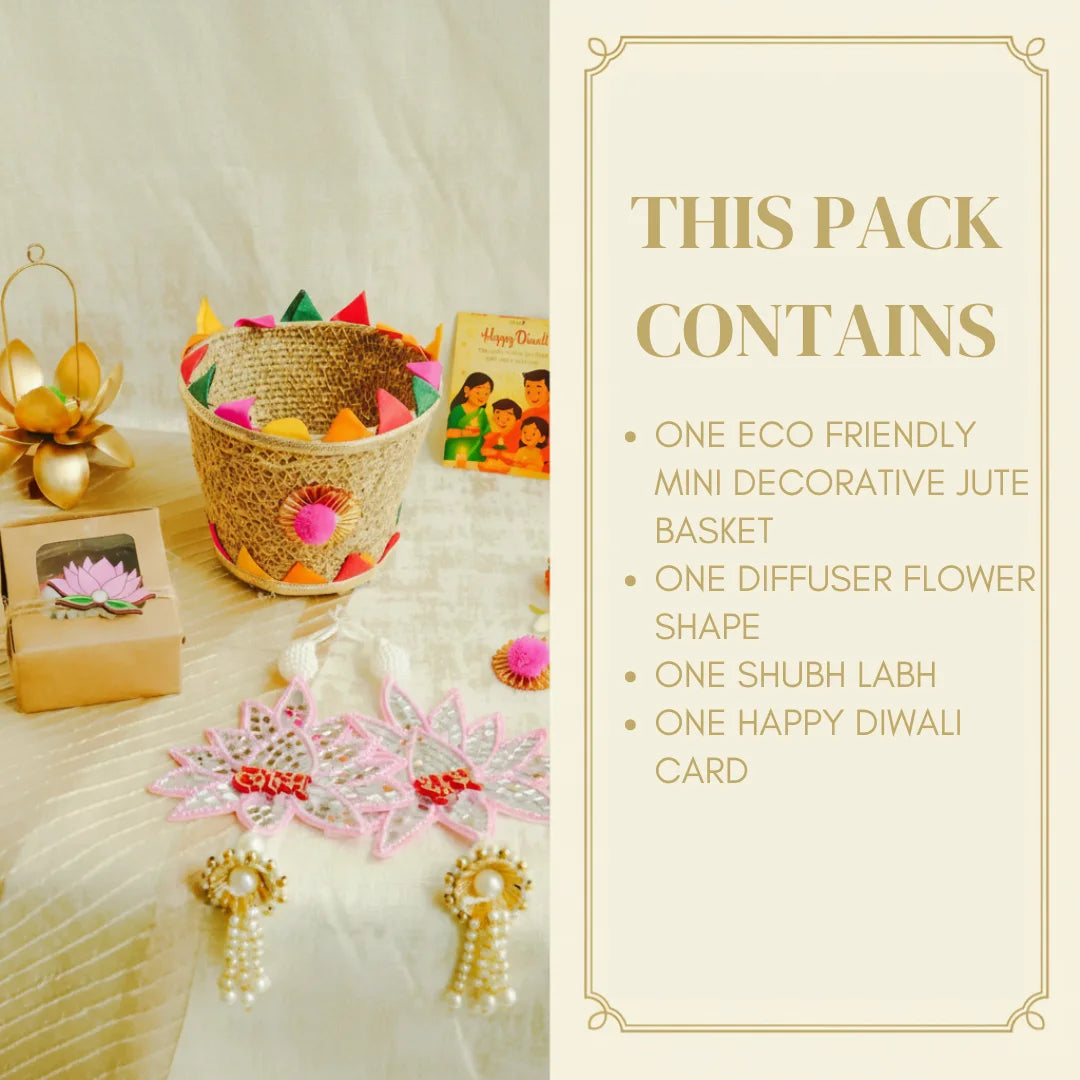 Mini Diwali Gift Hamper Jute Basket Aroma Set