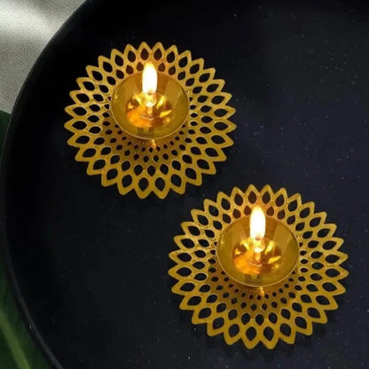 Decorative Golden Brass Diya Stands for Decor