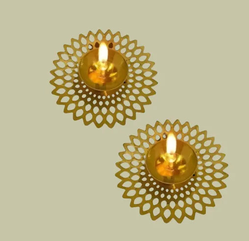 Decorative Golden Brass Diya Stands for Decor