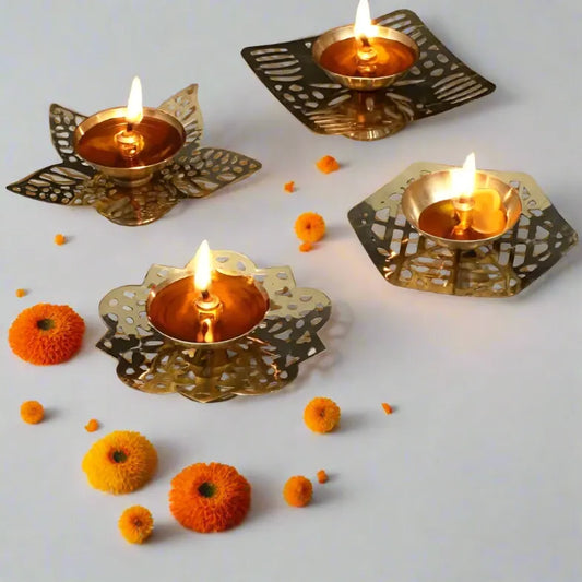 Modern Golden Festive Brass Diya Pots - Multiple Design options