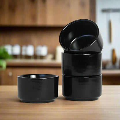 Black Handcrafted Ceramic Dip Bowls