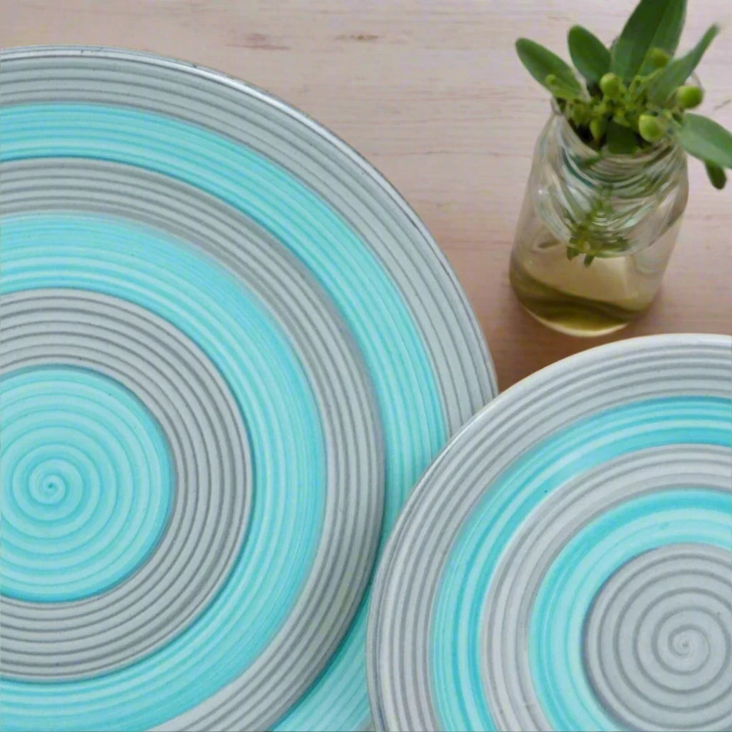 Sea Breeze Grey & Sea Green Ceramic Plate - 7 inch & 10 inch