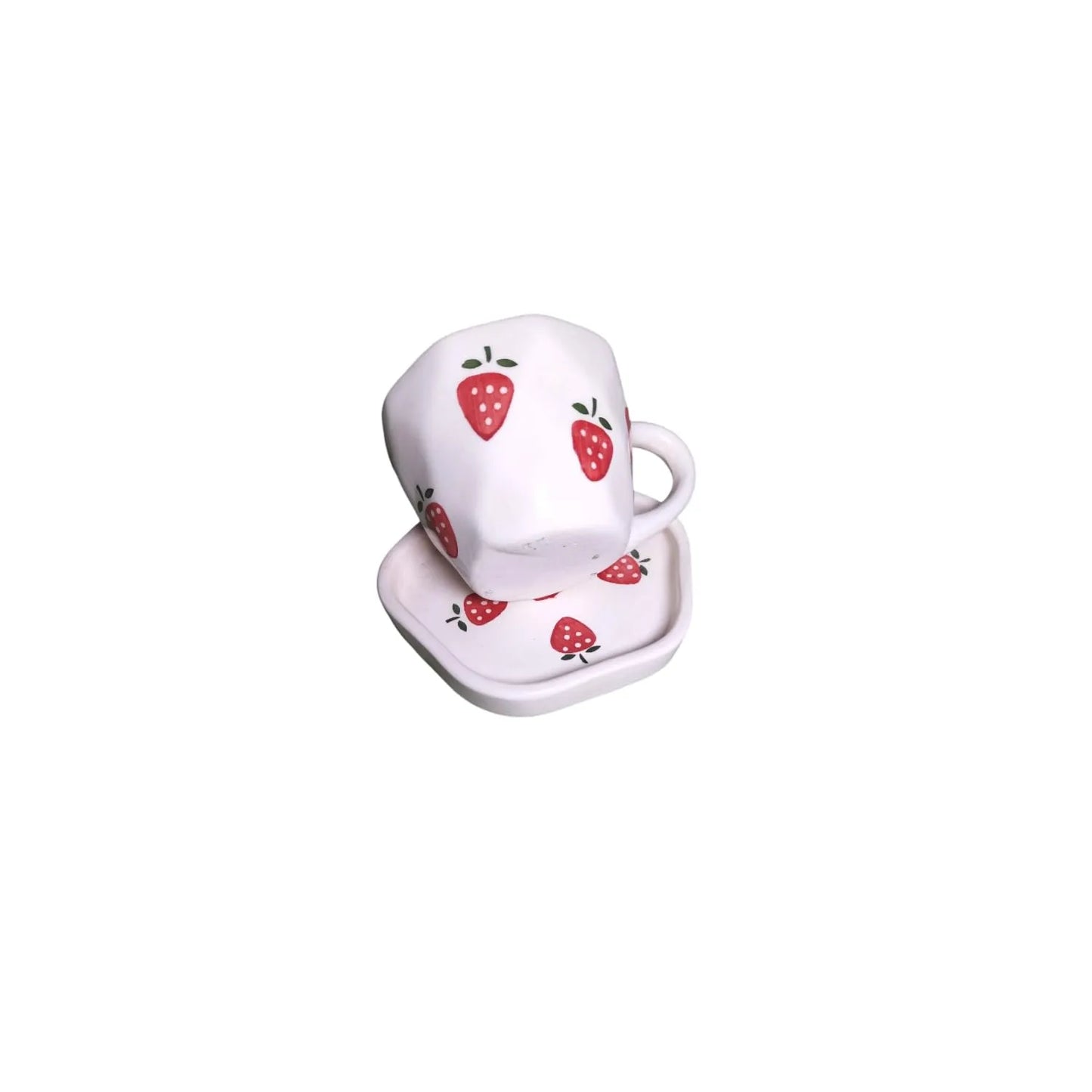 Strawberry Print Ceramic Cup & Saucer - 200 ml