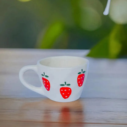 Strawberry Print Ceramic Cup & Saucer - 200 ml
